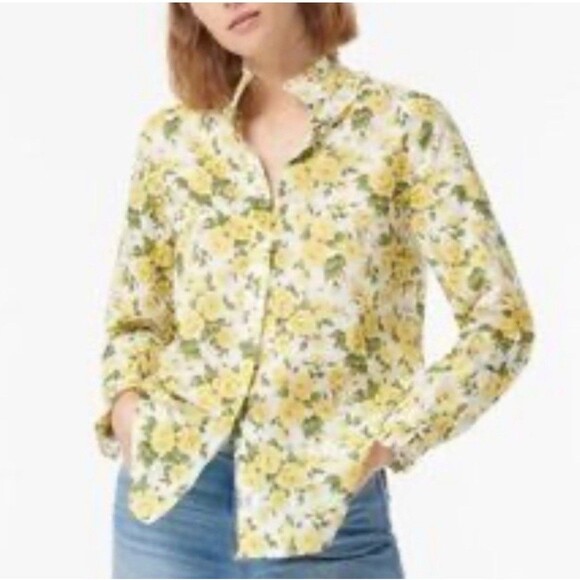 J. CREW Classic-fit ruffleneck shirt in Liberty® Carline Rose Size 0 Button-up - Picture 2 of 10